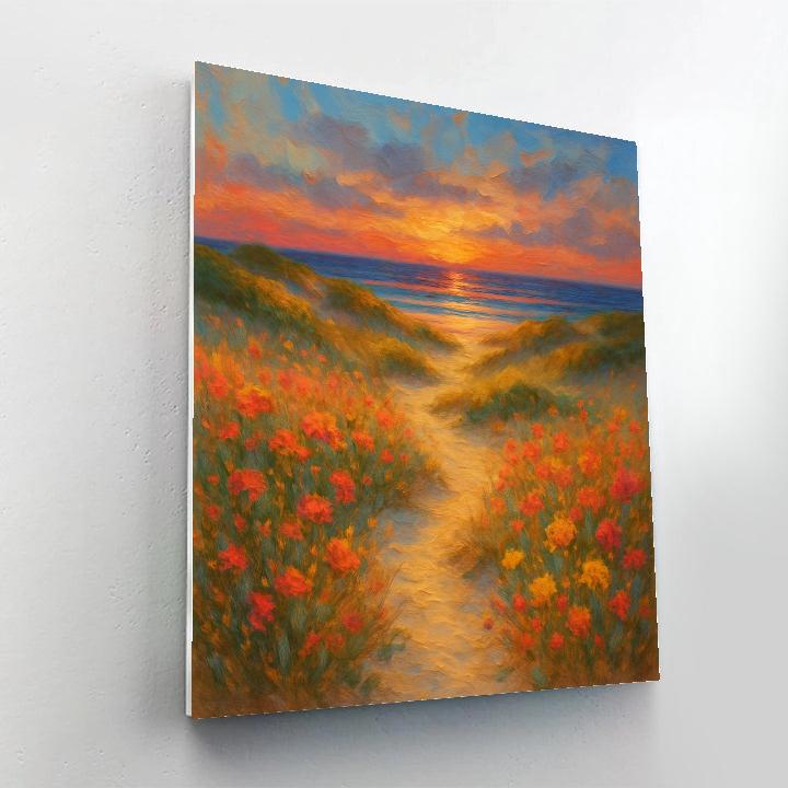 Sunset Over Wildflower Dune Path paint by number