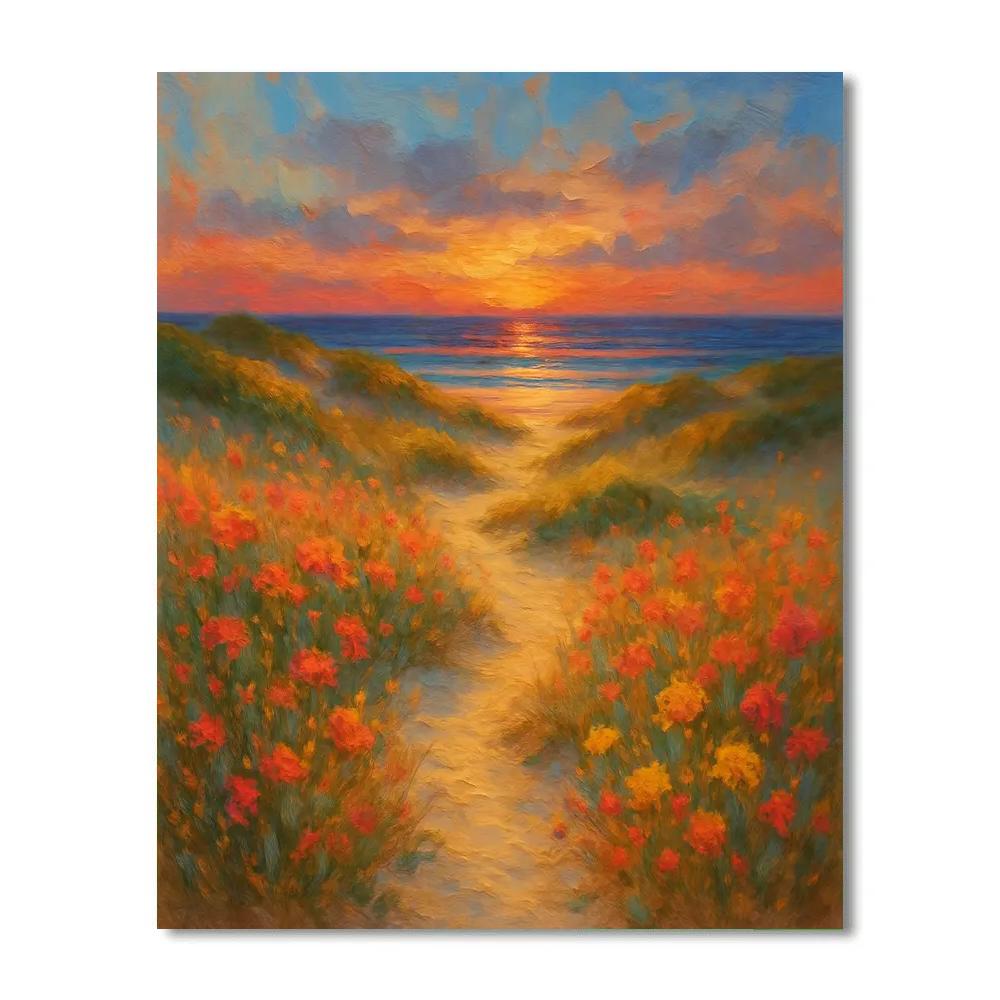 Sunset Over Wildflower Dune Path paint by number