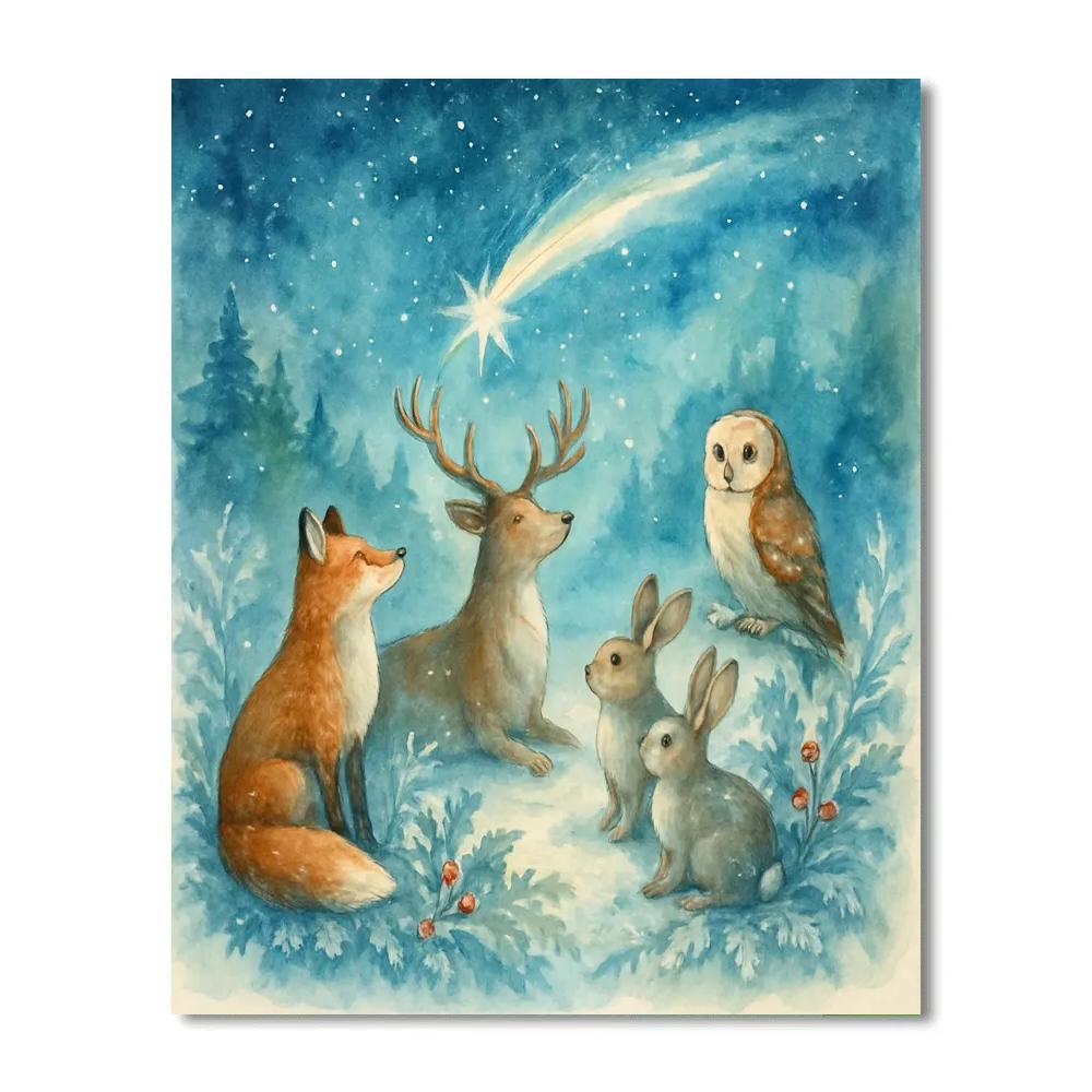 Forest Animals Around The Christmas Comet Paint by numbers kits