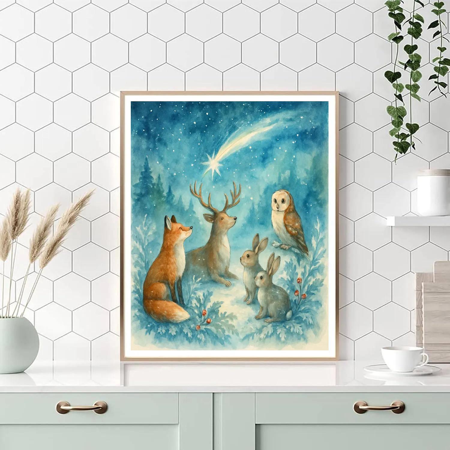 Forest Animals Around The Christmas Comet Paint by numbers kits