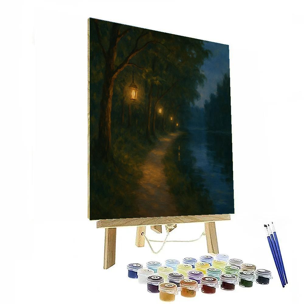 Lantern Walk Lakeside Path DIY paint by numbers