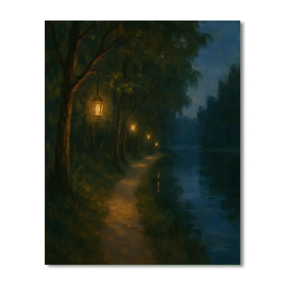 Lantern Walk Lakeside Path DIY paint by numbers