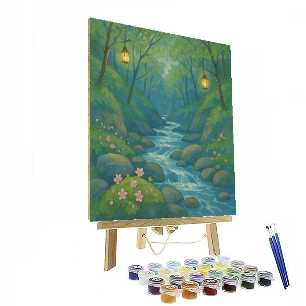 Lantern Creek In Spring Ravine Painting by numbers kit