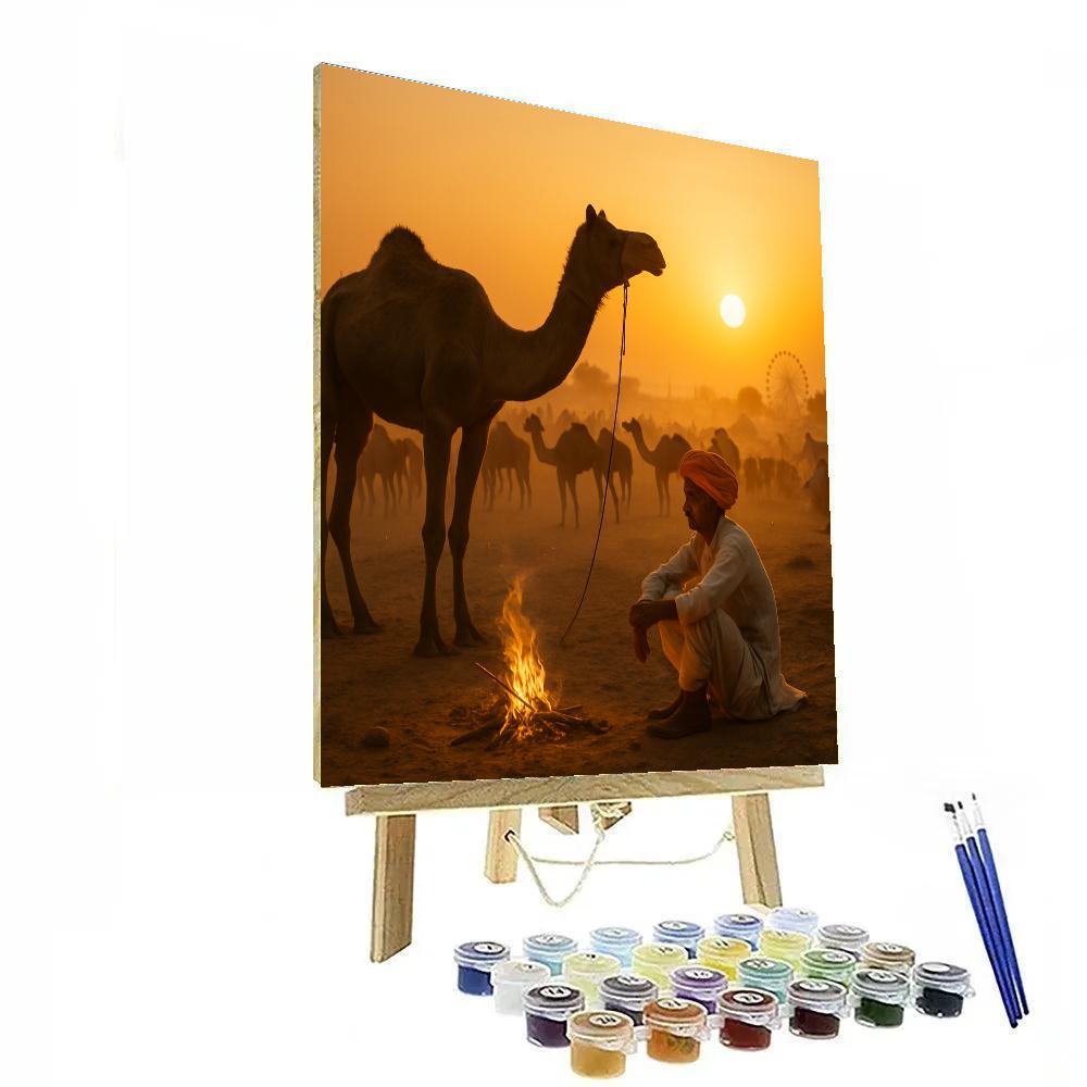 Pushkar Camel Fair Sunset Rajasthan painting number kit
