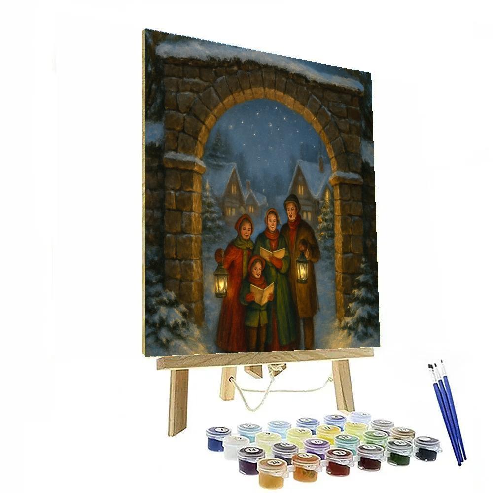 Carolers Under The Starlit Village Arch Number painting
