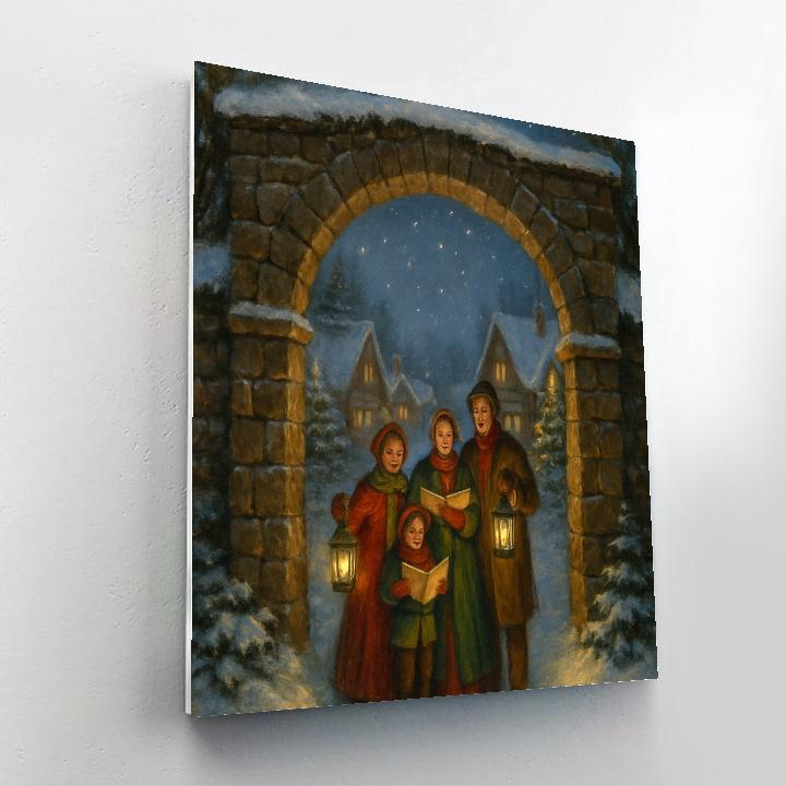 Carolers Under The Starlit Village Arch Number painting