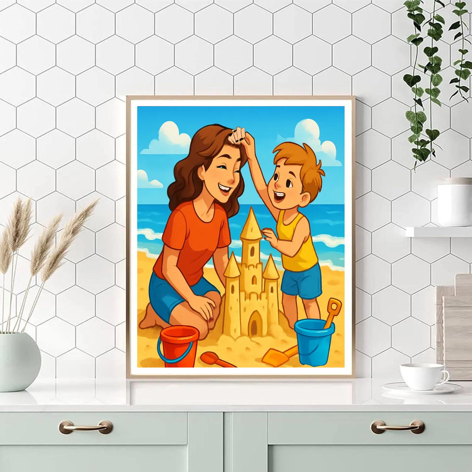 Beach Sandcastle Crown For Mom paint by numbers