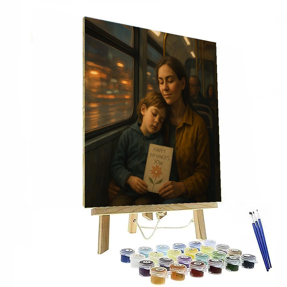 City Bus Ride Home With Mom paint by color