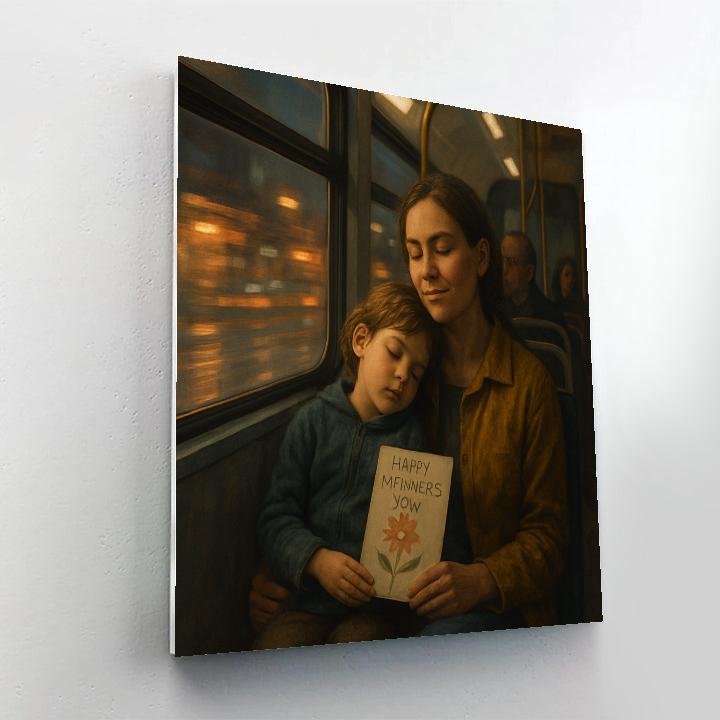 City Bus Ride Home With Mom paint by color