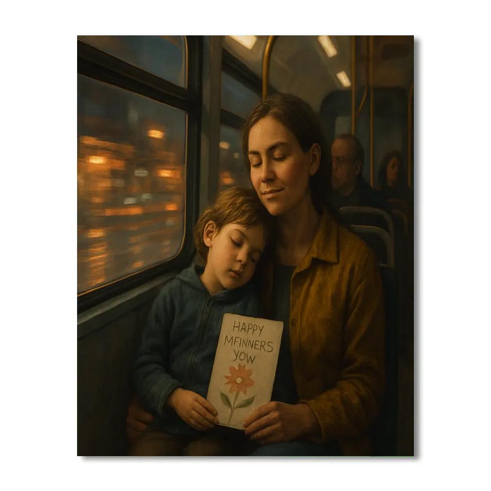 City Bus Ride Home With Mom paint by color