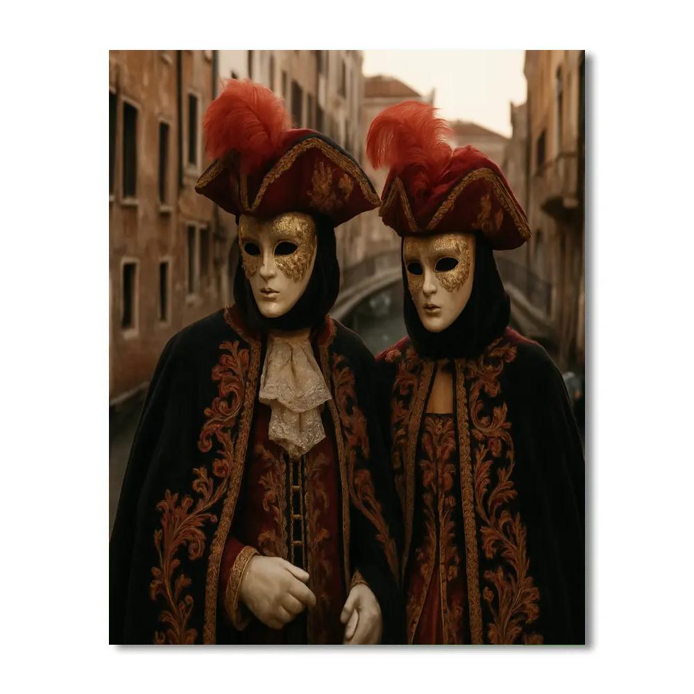 Venice Carnival Masked Walk By Canal Paint by numbers kits