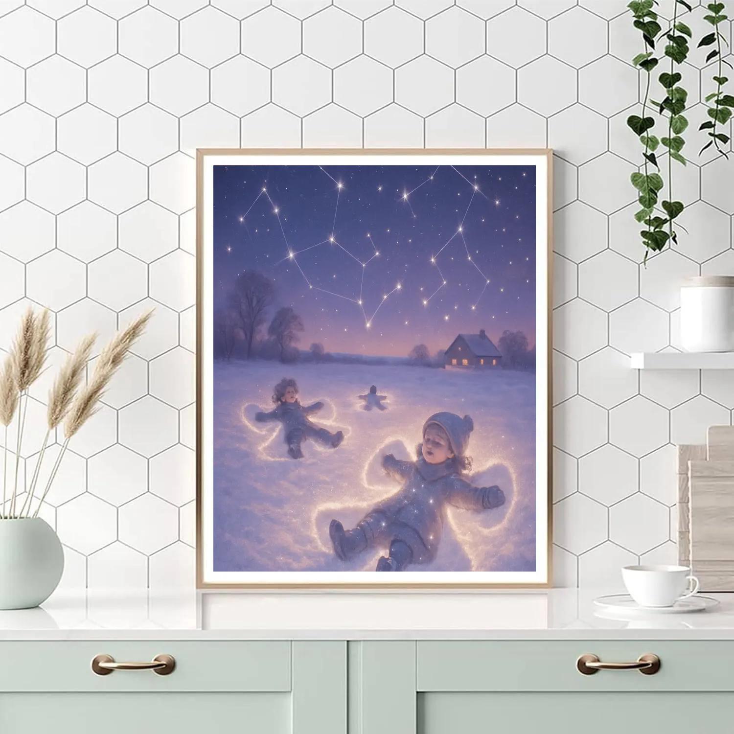 Snow Angel Constellations Over The Meadow DIY paint by numbers
