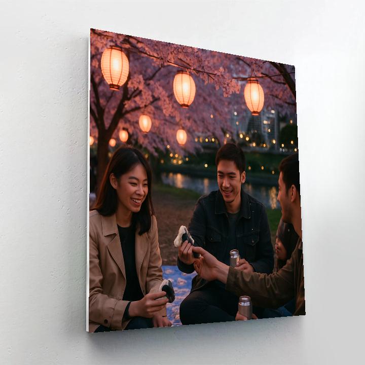 Hanami Night Picnic Under Cherry Blossoms Tokyo paint by number