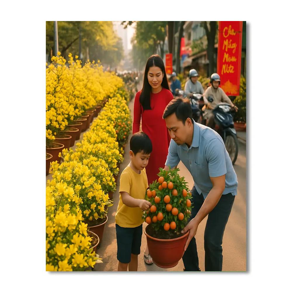 Tet Lunar New Year Flower Market In Ho Chi Minh City paint by numbers
