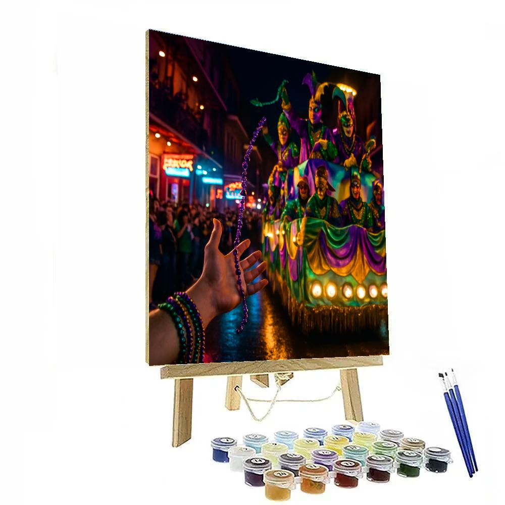 Mardi Gras Night Parade On Bourbon Street New Orleans Paint by numbers art