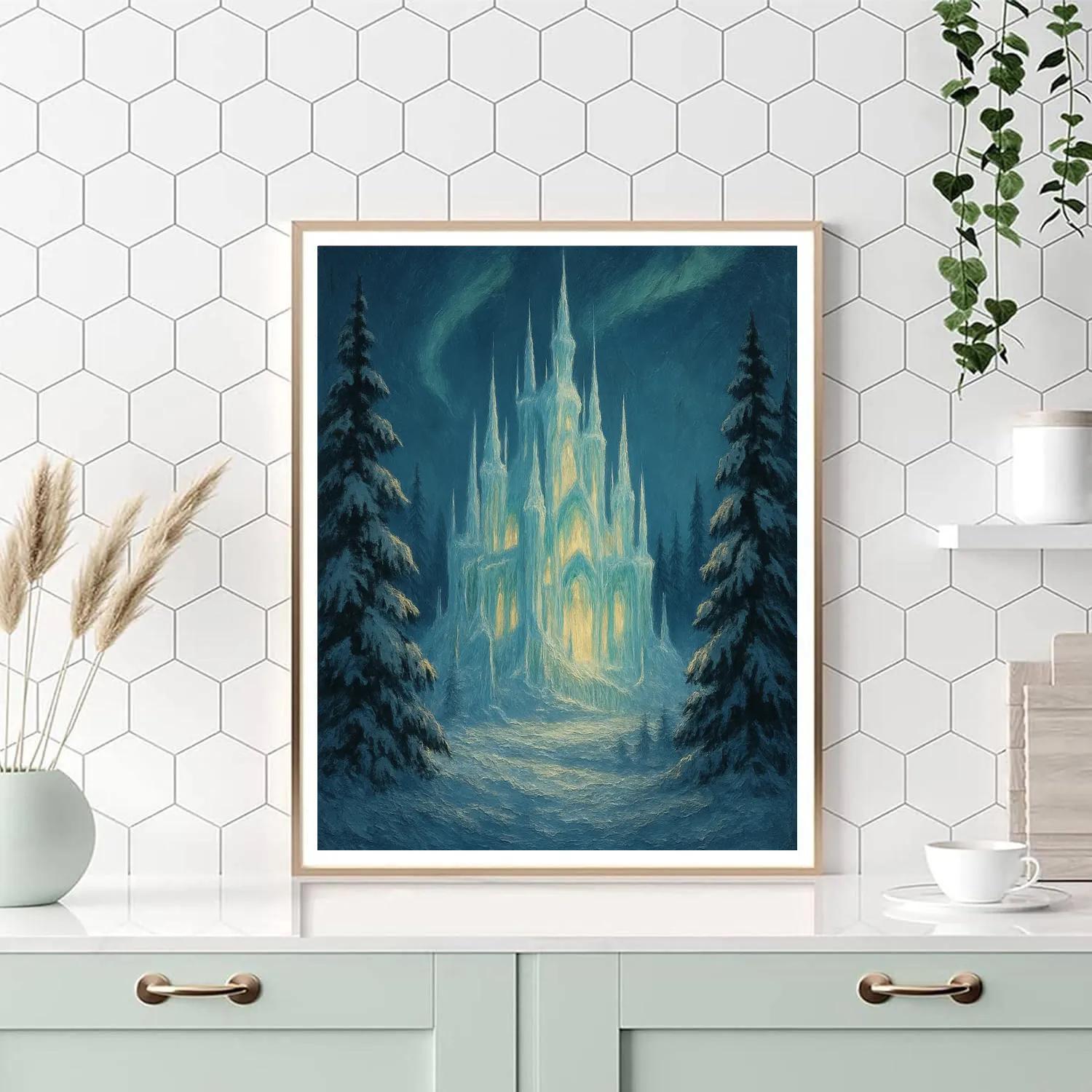 Icicle Castle At The Edge Of The Fir Forest Painting by numbers kit