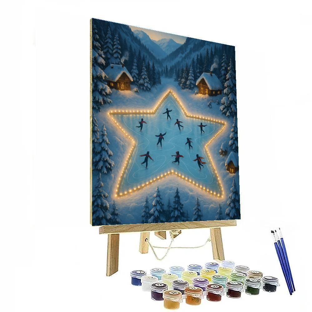 Star Shaped Ice Rink In Mountain Valley Number painting