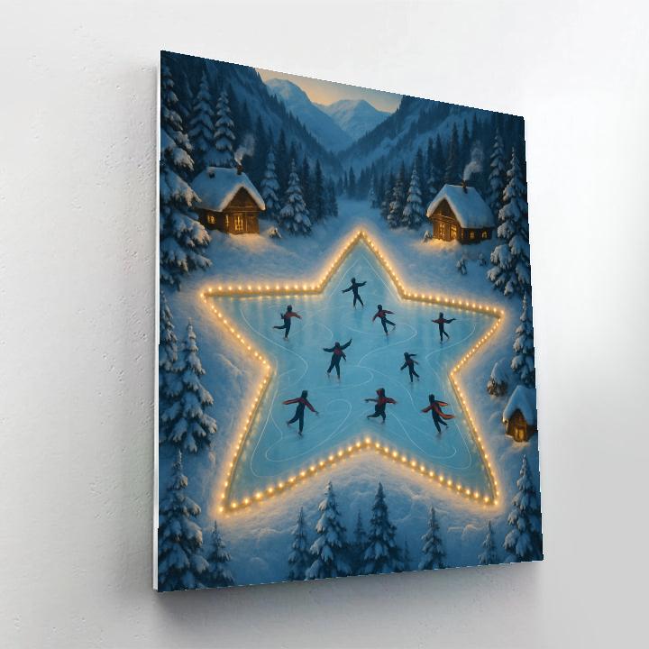 Star Shaped Ice Rink In Mountain Valley Number painting