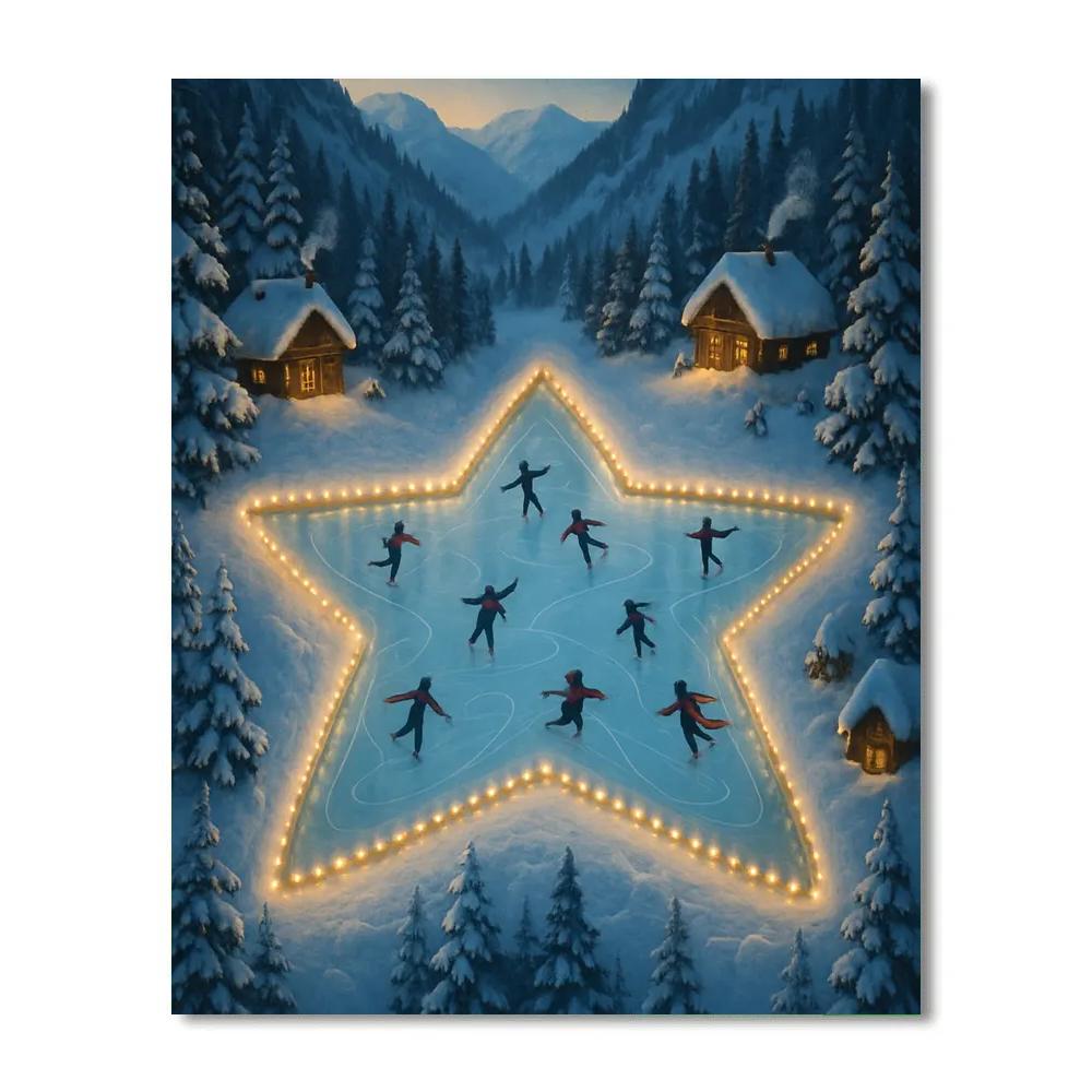 Star Shaped Ice Rink In Mountain Valley Number painting