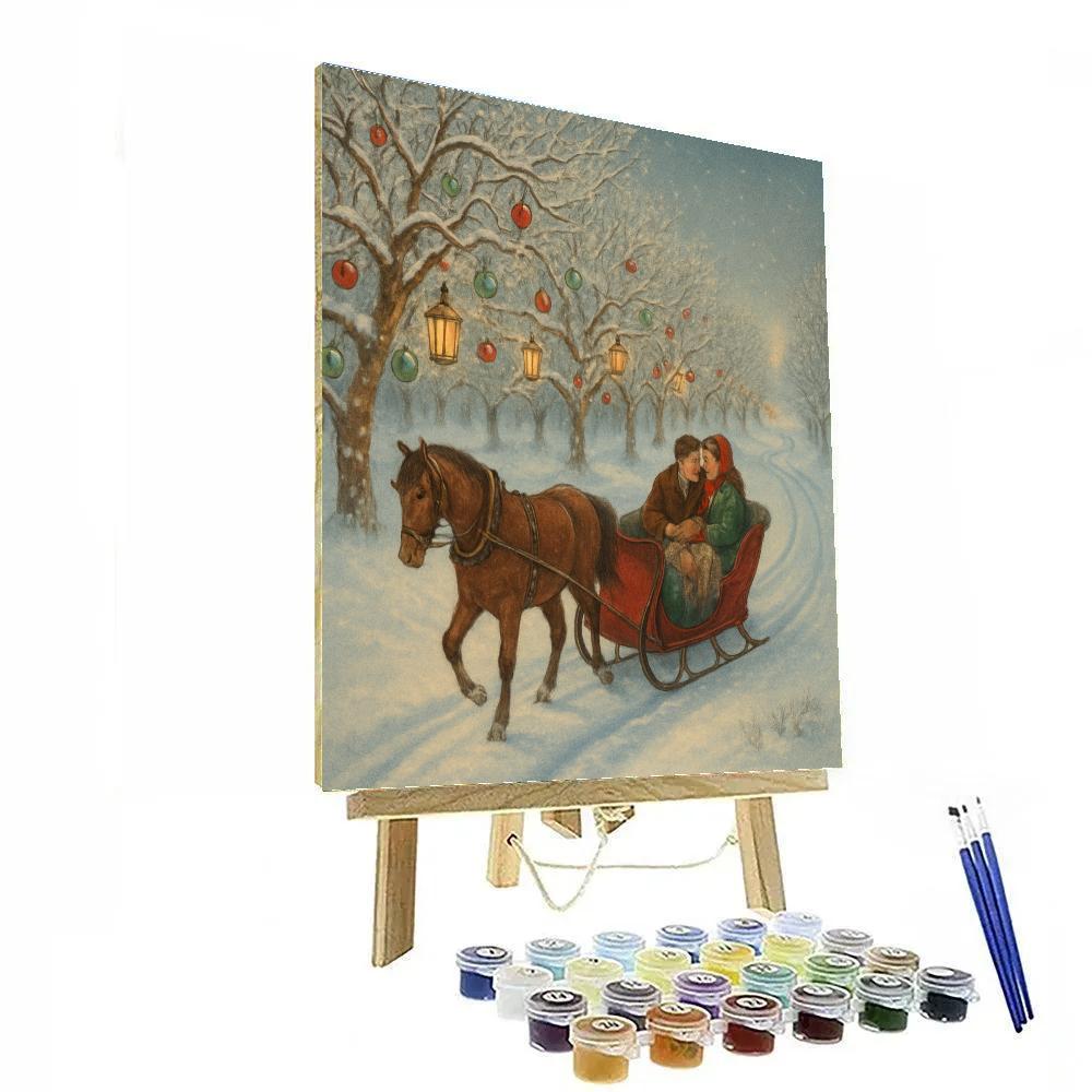 Vintage Sleigh Ride Past The Frozen Orchard Paint by numbers art