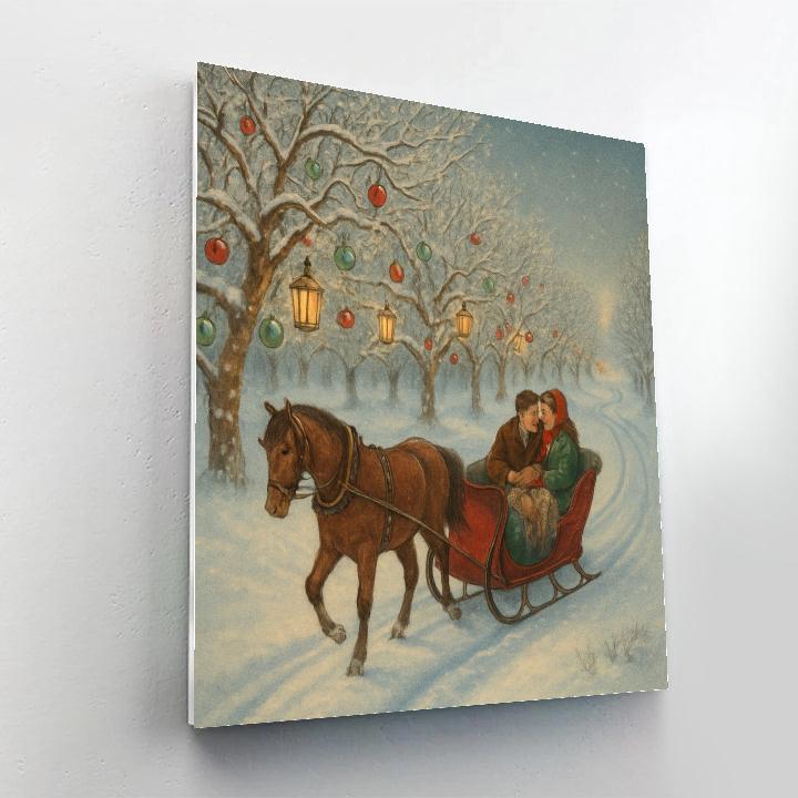 Vintage Sleigh Ride Past The Frozen Orchard Paint by numbers art