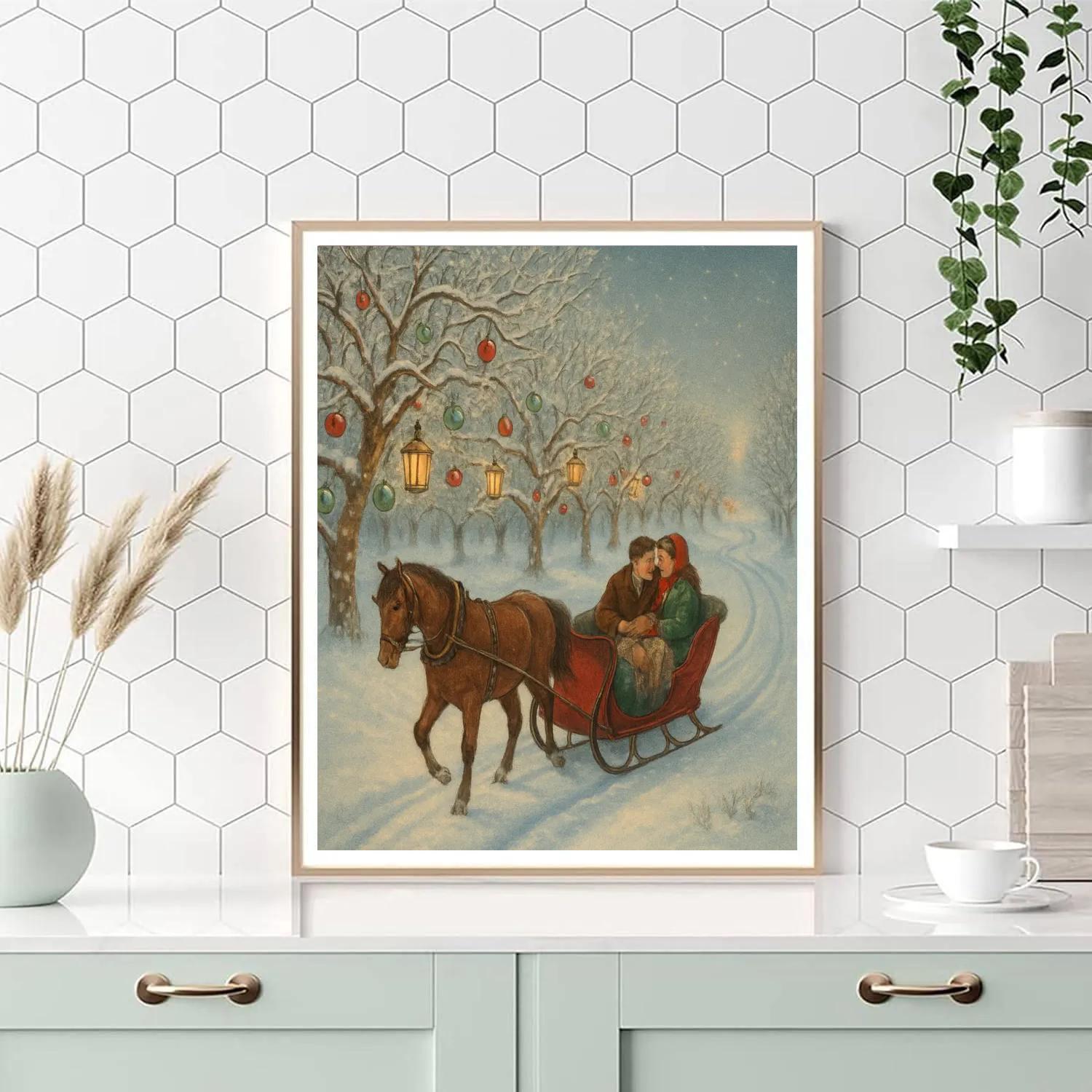 Vintage Sleigh Ride Past The Frozen Orchard Paint by numbers art