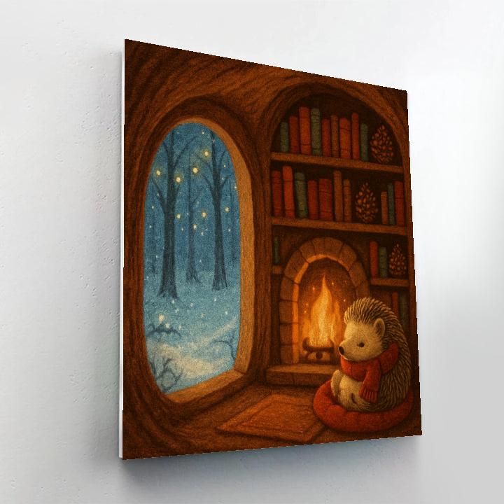 Cozy Hedgehog Library For Winter Reading painting number kit