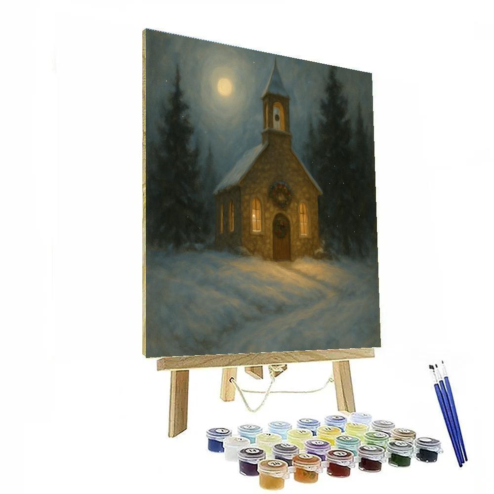 Midnight Bells Of The Snowy Chapel paint by number
