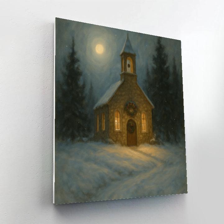 Midnight Bells Of The Snowy Chapel paint by number