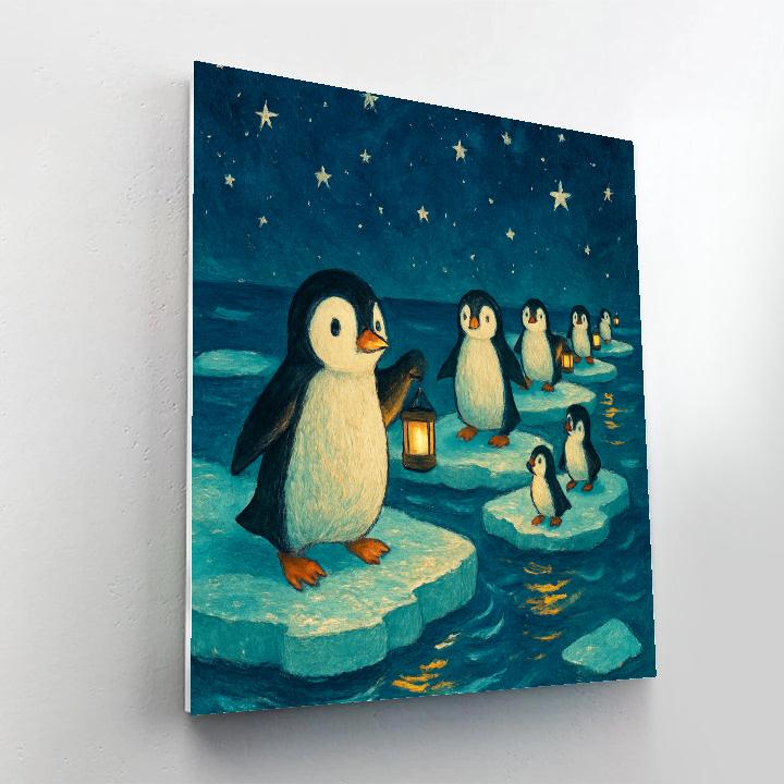 Penguin Lantern March On The Ice Floes DIY paint by numbers