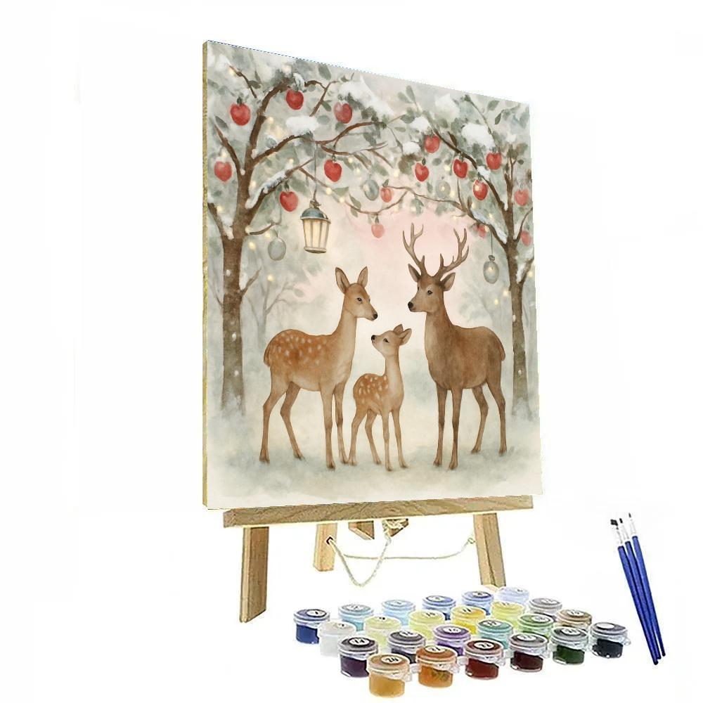 Holiday Deer Family In The Enchanted Orchard Paint by numbers art
