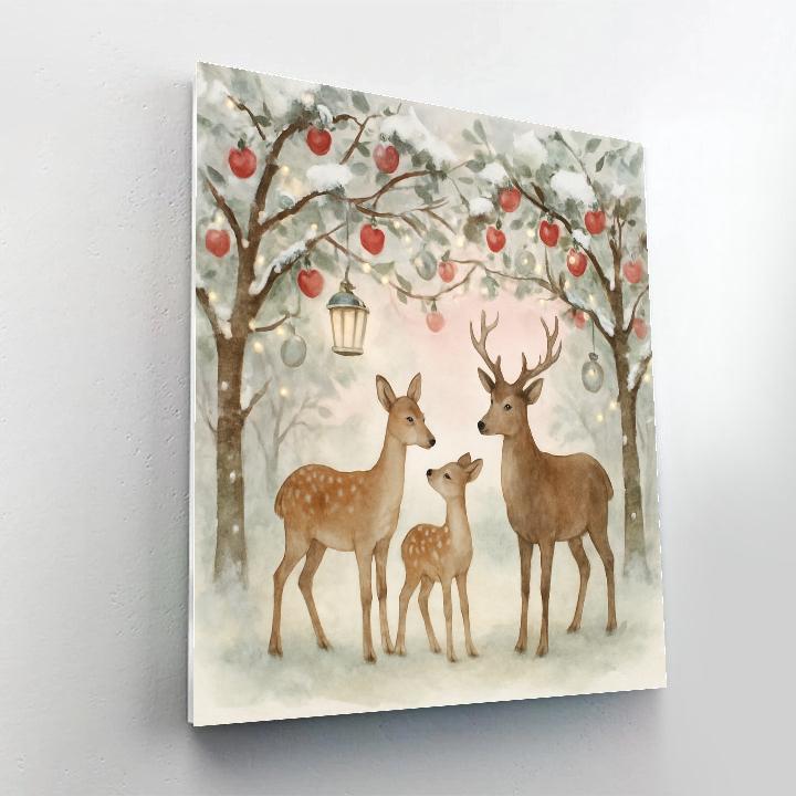 Holiday Deer Family In The Enchanted Orchard Paint by numbers art