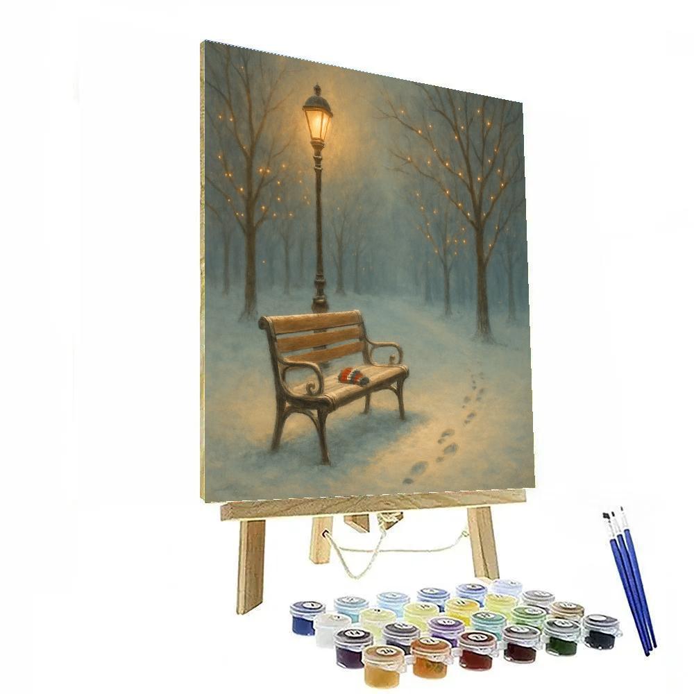 Snowy Park Bench With Forgotten Mittens painting number kit