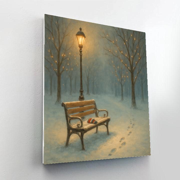 Snowy Park Bench With Forgotten Mittens painting number kit