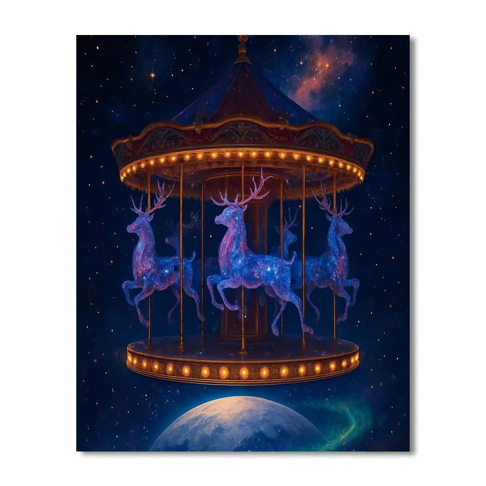 Christmas Carousel Of Constellation Reindeer painting number kit