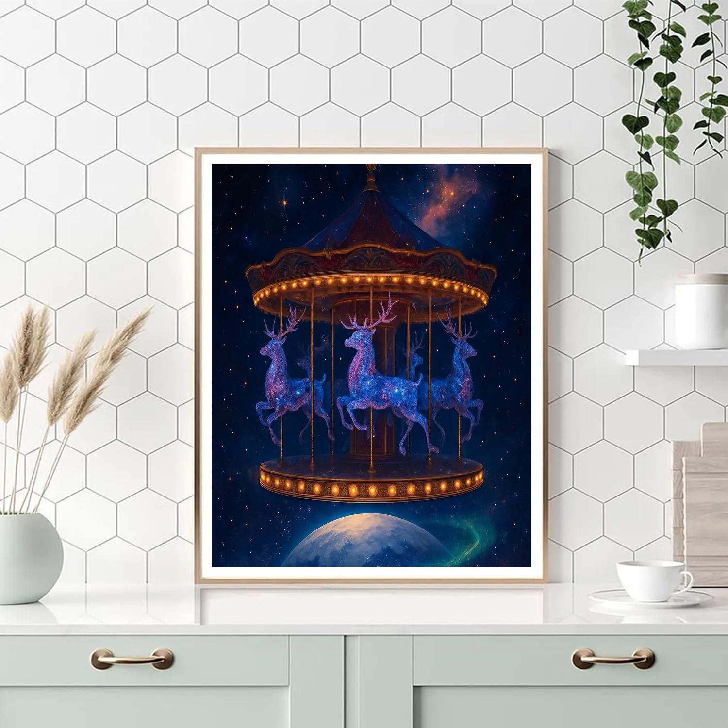 Christmas Carousel Of Constellation Reindeer painting number kit