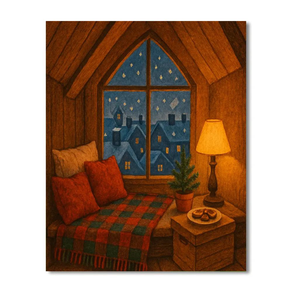 Holiday Reading Nook In The Attic Window DIY paint by numbers