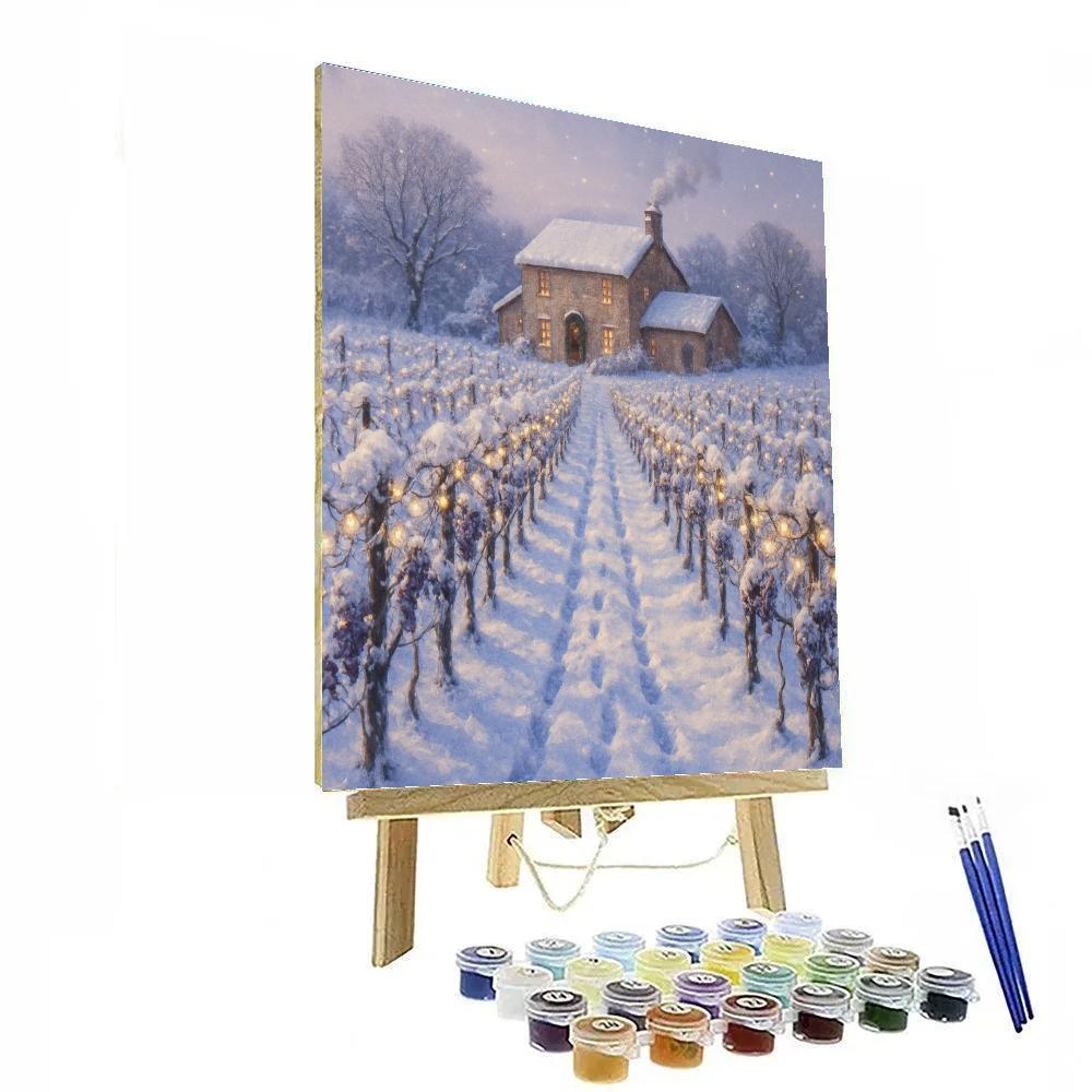 Christmas Vineyard Under Snowy Grapevines Number painting