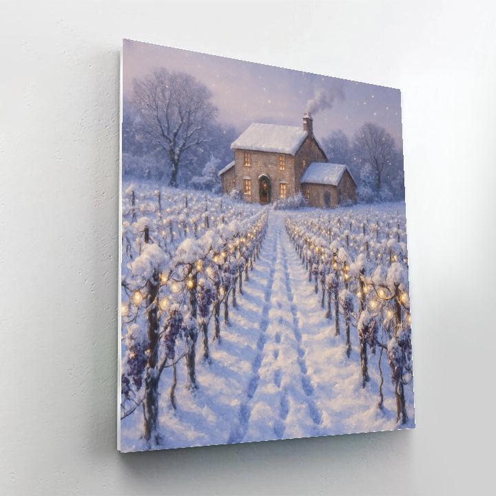 Christmas Vineyard Under Snowy Grapevines Number painting