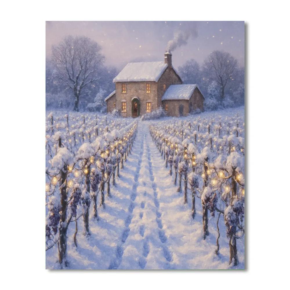 Christmas Vineyard Under Snowy Grapevines Number painting