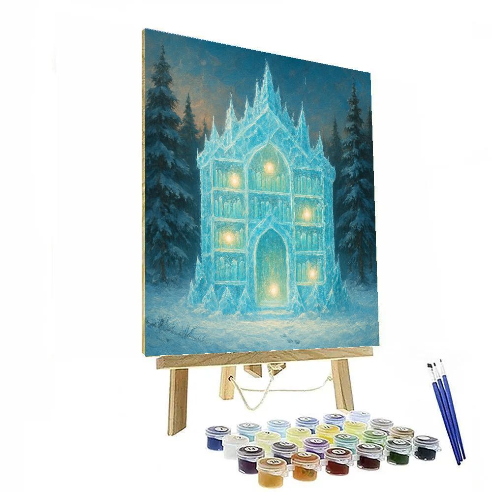 Snow Crystal Library In The Pine Clearing paint by number