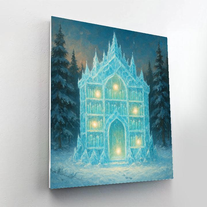 Snow Crystal Library In The Pine Clearing paint by number