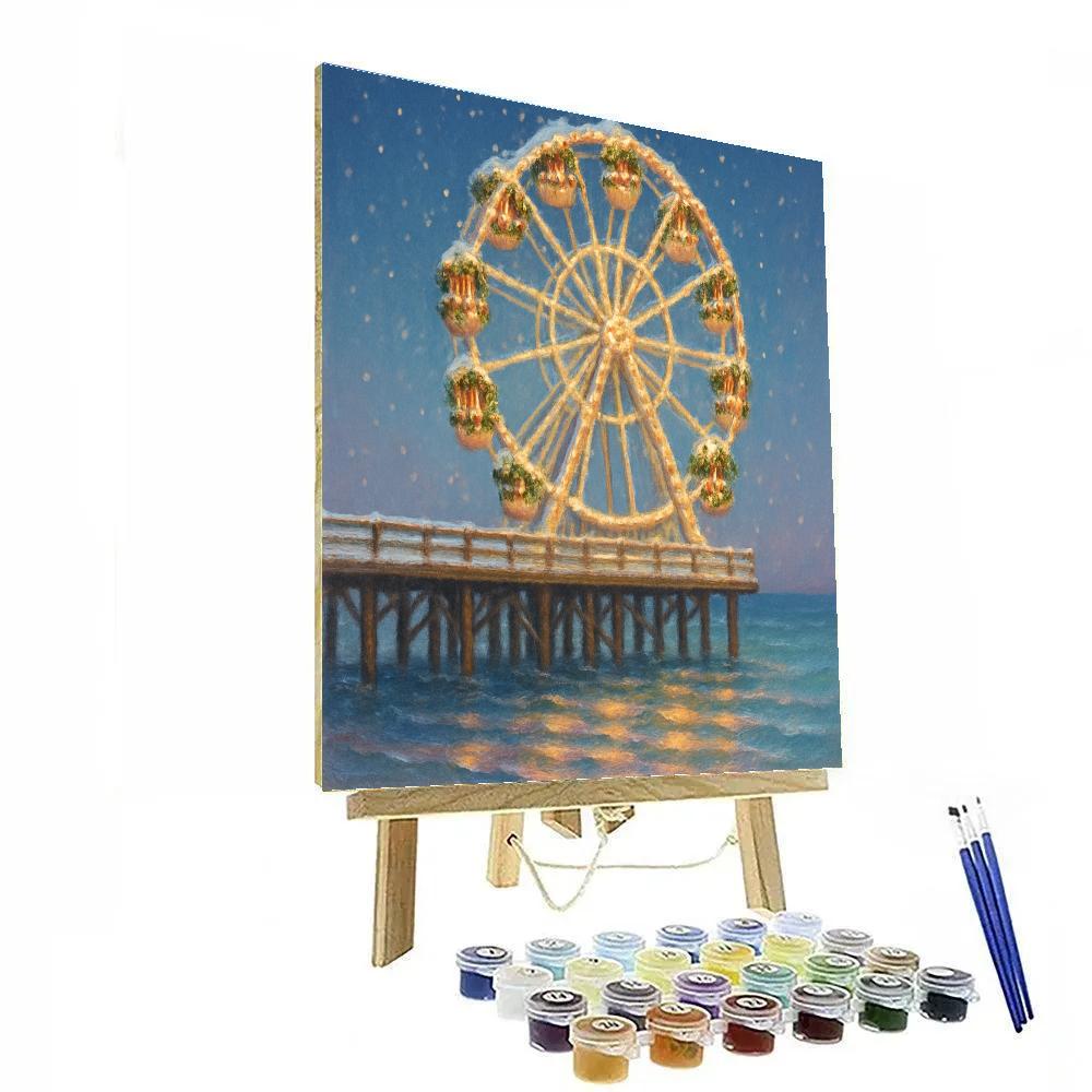 Frosted Ferris Wheel On Winter Pier paint by number