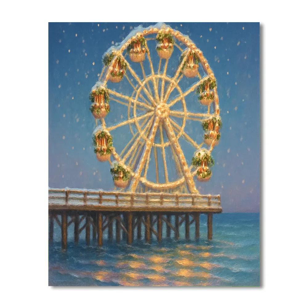 Frosted Ferris Wheel On Winter Pier paint by number