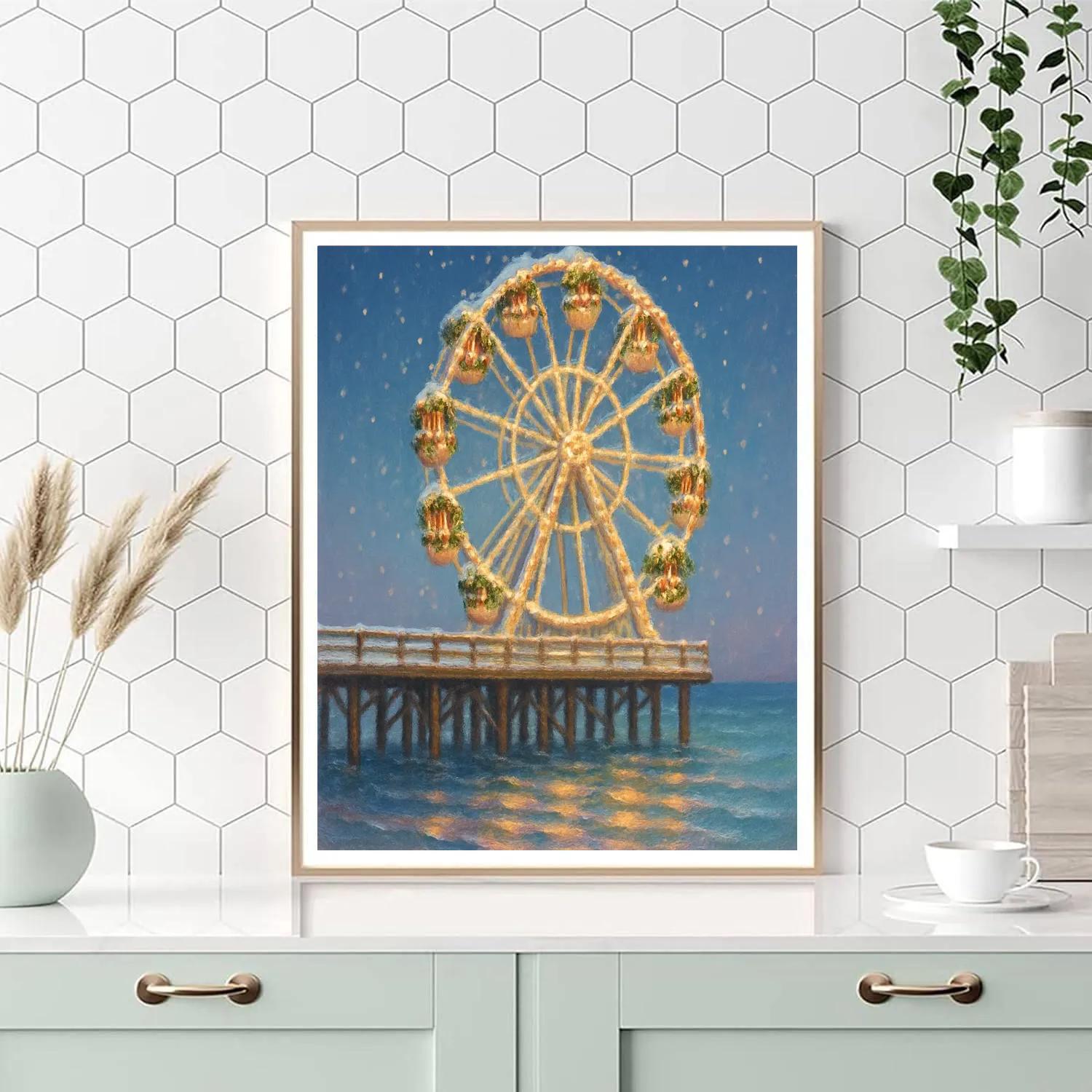 Frosted Ferris Wheel On Winter Pier paint by number