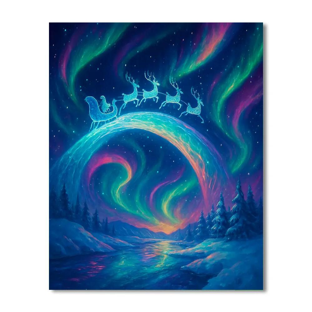 Aurora Sleigh Crossing The Star Bridge paint by color