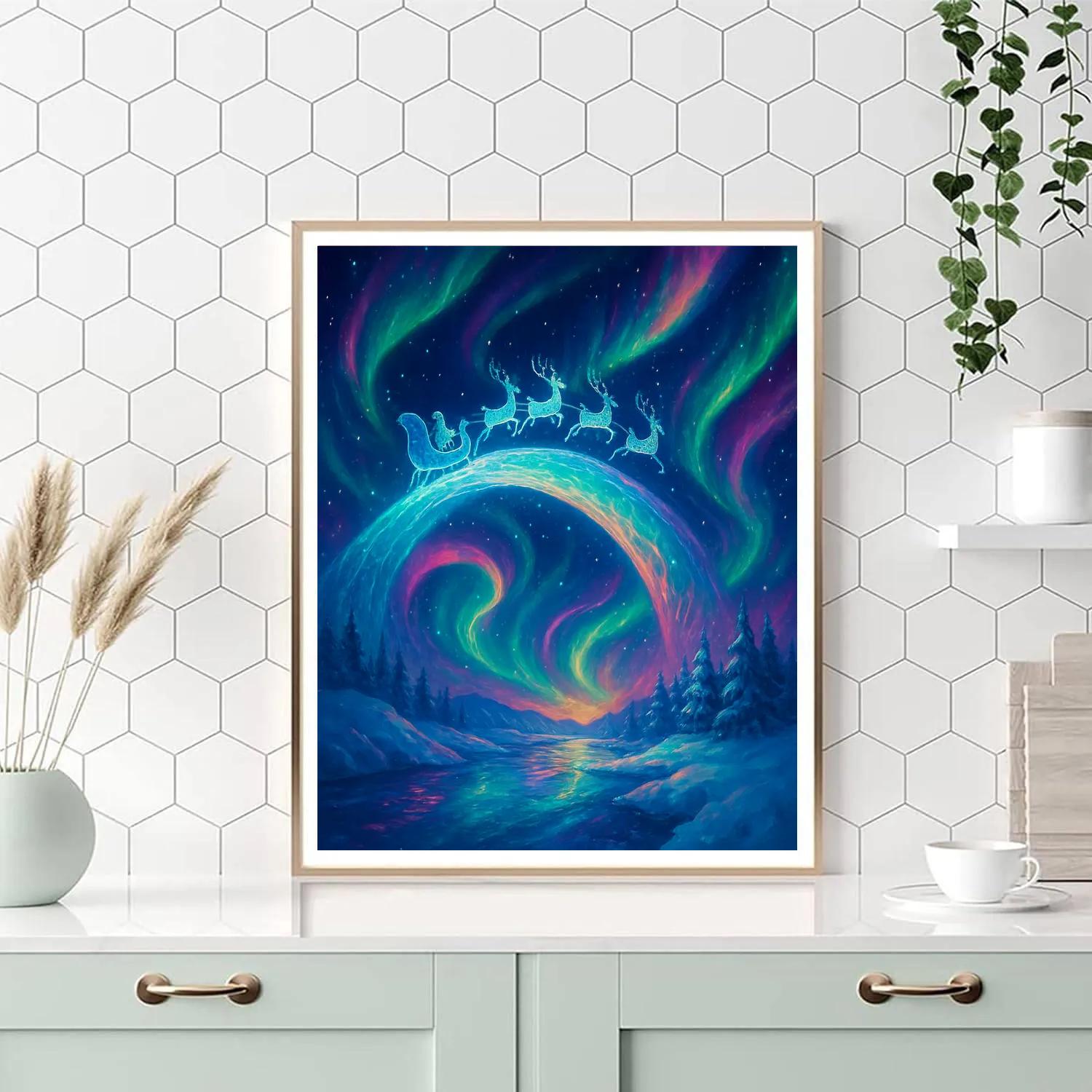 Aurora Sleigh Crossing The Star Bridge paint by color