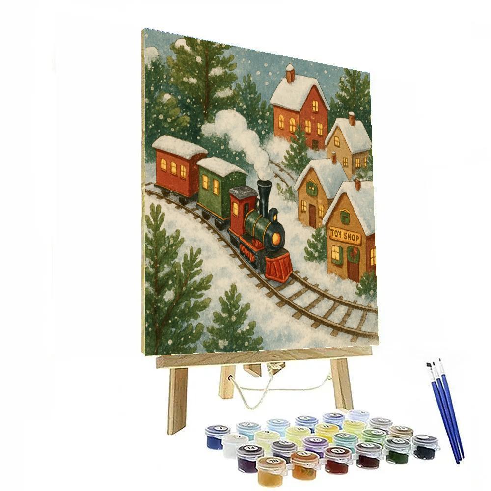 Christmas Garden Railway In Miniature Village Paint by numbers art