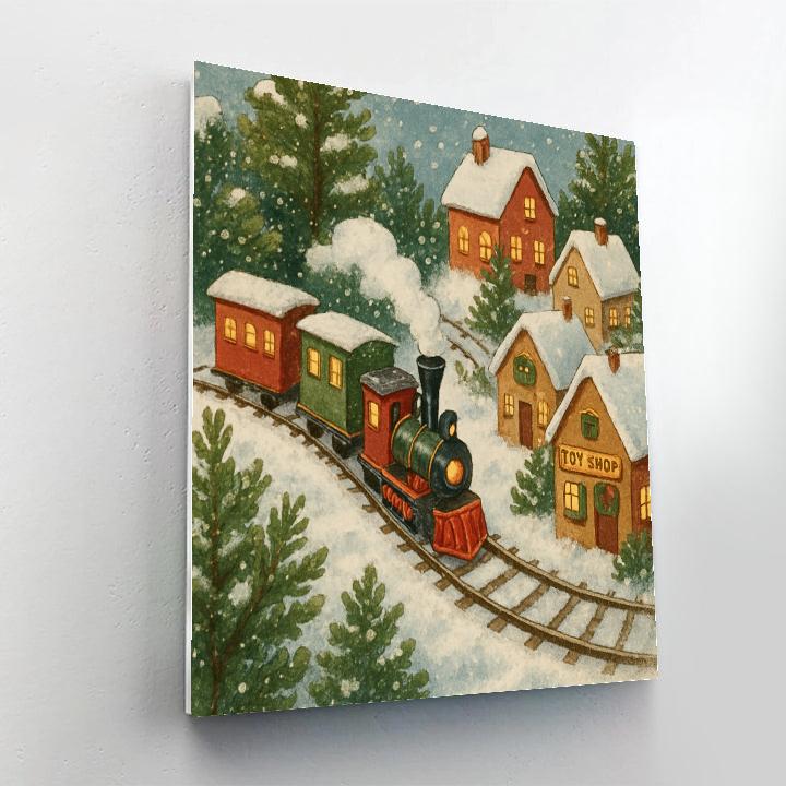 Christmas Garden Railway In Miniature Village Paint by numbers art