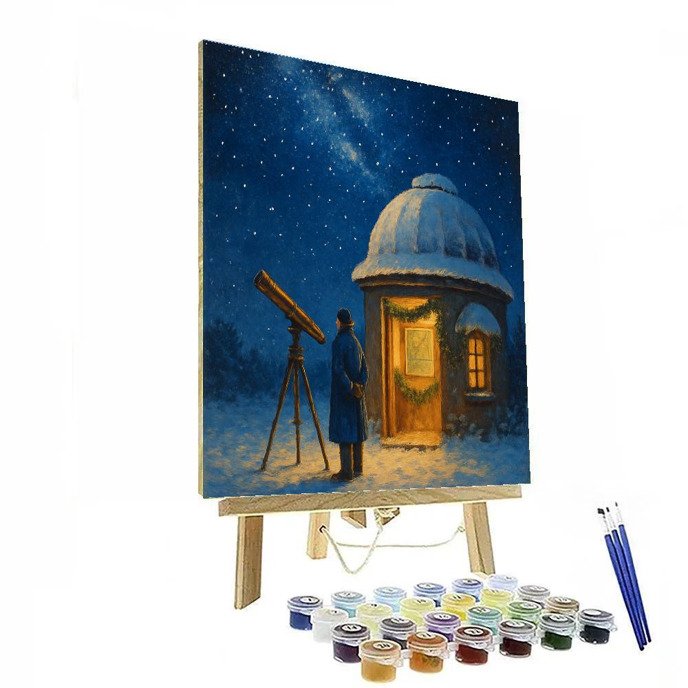 Winter Stargazer At The Snow Dusted Observatory paint by numbers